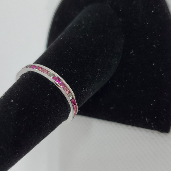 Pink sterling eternity band ring - Picture 2 of 5